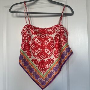 Zara Red and Purple Patterned Crop Top